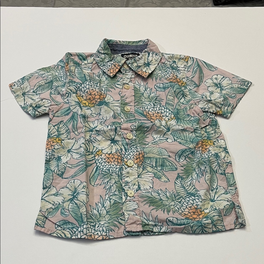 OshKosh B'gosh Kids Floral Button Down Shirt - Pink and Green
